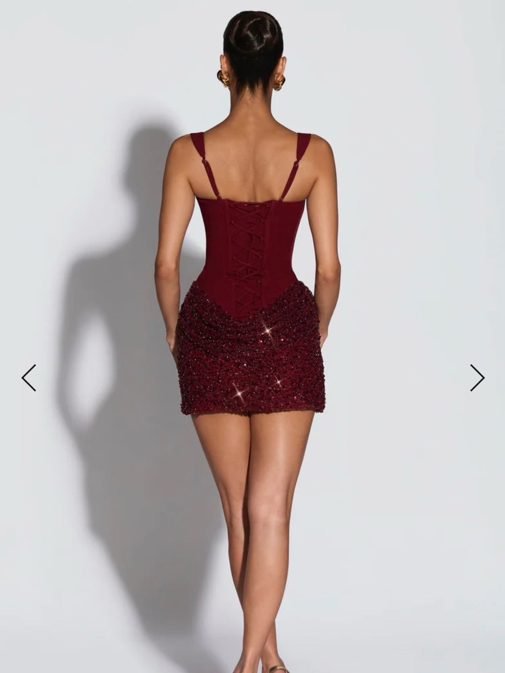Yeona Babyboo Red Mini Corset Bodice Sequin Party Dress - Picture 3 of 7